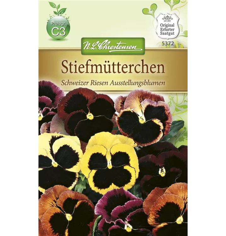 Viola wittrockiana Stiefmütterchen Schweizer Riesen Mischung Samen Blumensamen Saatgut für 50 Pflanzen Stiefmütterchensamen 